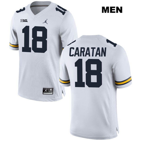 Men's NCAA Michigan Wolverines George Caratan #18 White Jordan Brand Authentic Stitched Football College Jersey OU25T83ZJ